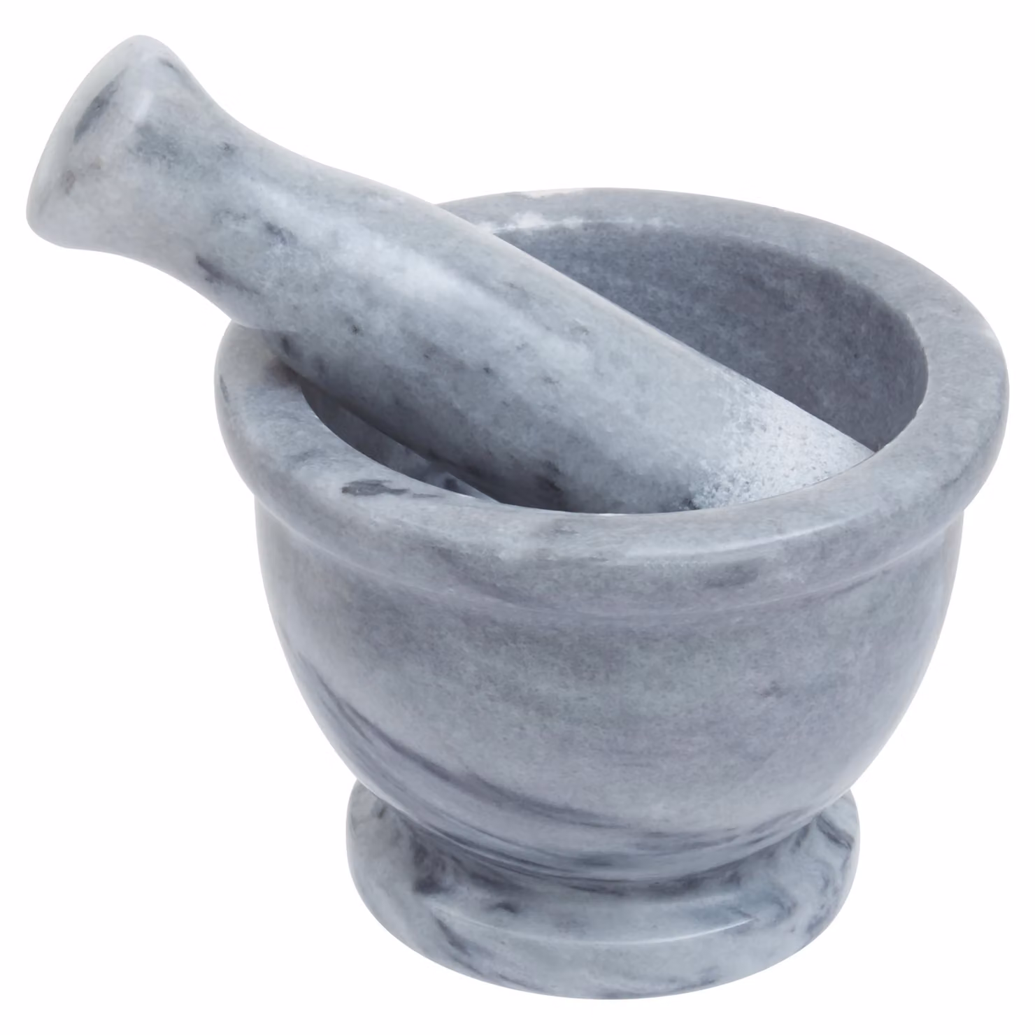 Orsina Grey Marble Mortar and Pestle with Rim, Natural Stone Grinder – 2
