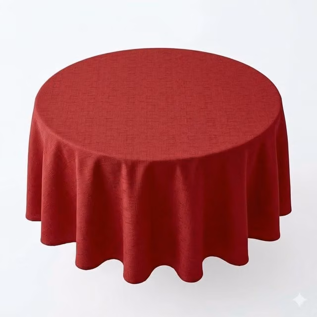 Luxury Living Red Round Linen-Look Tablecloth, Diameter: 85 cm – 1