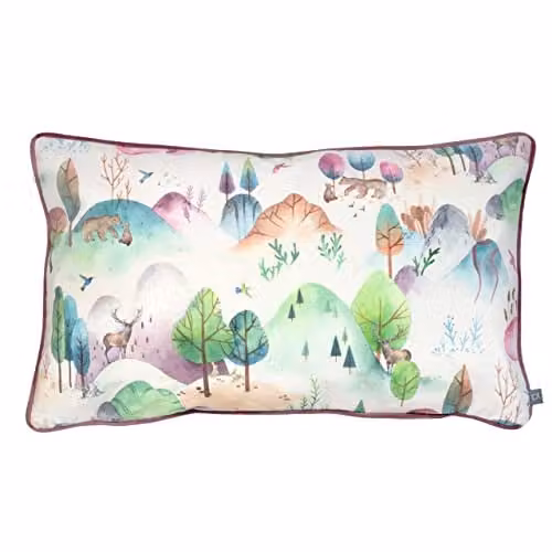 Prestigious Textiles Woodland Walk Pink Multicolour Rectangular Cushion, W: 60 cm, D: 40 cm, H: 40 cm