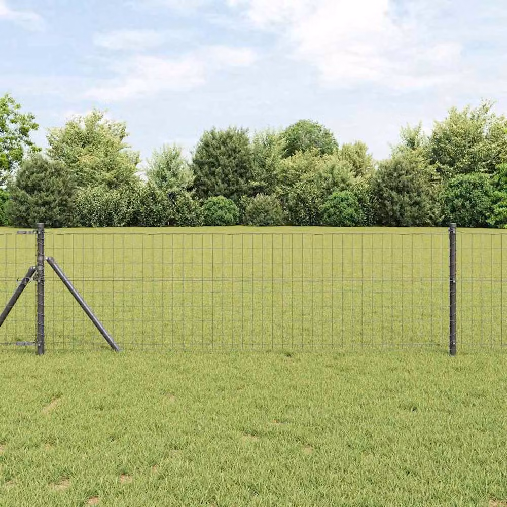 Berkfield Home Modern Euro Steel Fence in Grey, 0.4 x 25 m – 2