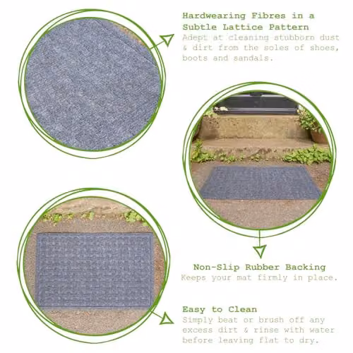 Nicola Spring Heavy Duty Dirt Trapper Door Mats, Pack of 2, Grey, W: 60 cm, D: 40 cm, H: 1 cm – 3