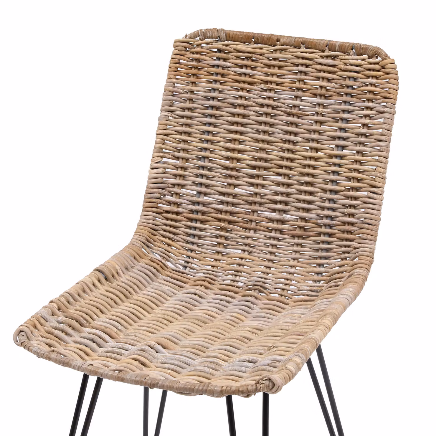 Nordlys Set of 2 Modern Metal and Natural Fiber Dining Chairs in Brown and Black – 3