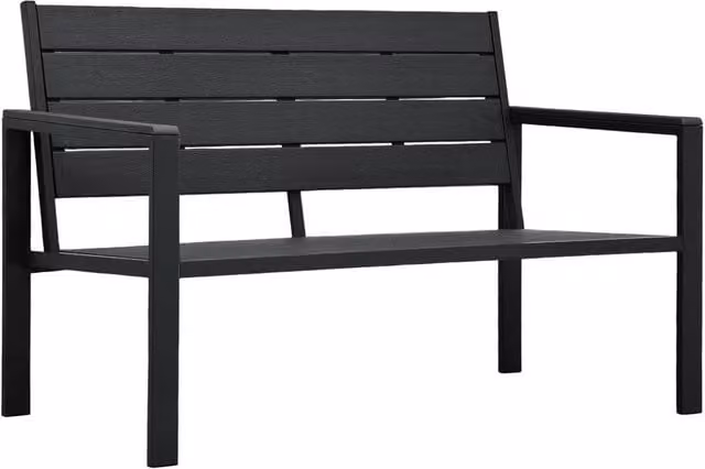 Berkfield Home Modern Garden Bench in Black Wood Look HDPE and Steel, Width: 120 cm – 1
