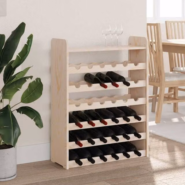 Berkfield Home Beautiful Wine Rack with Top Board in Natural Solid Pine, W/D/H: 67.5 x 25 x 87 cm – 1