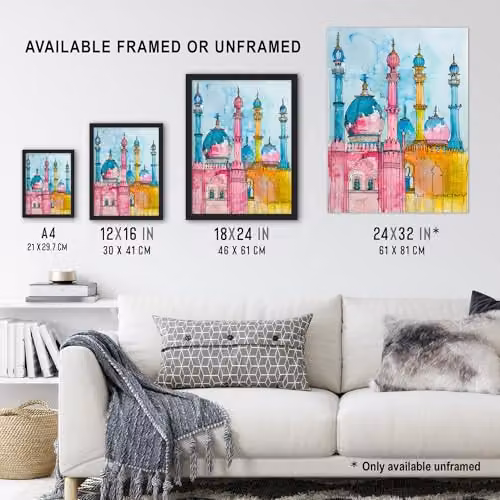 Artery8 Brighton Royal Pavilion Watercolour Wall Art Poster Print, Multicolour, 45.7 x 61.0 cm – 3