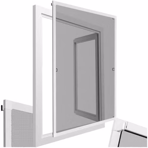tectake Fly Screen for Windows with Aluminium Frame and Black Fibreglass Insect Mesh, White, W: 80 cm, H: 100 cm