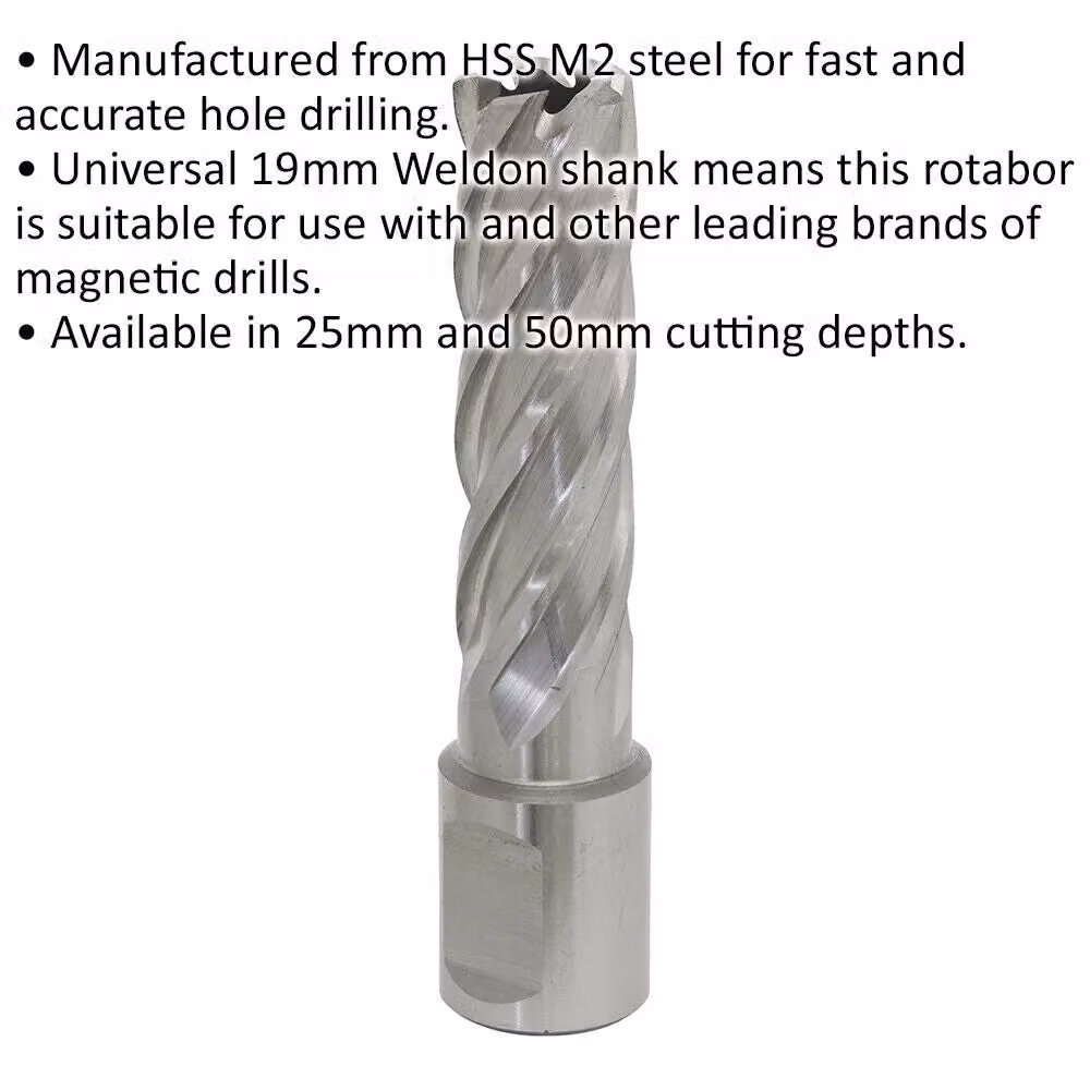 Loops M2 Steel Annular Metal Core Drill Bit 16mm Diameter, 50mm Depth with 19mm Shank in Silver – 2