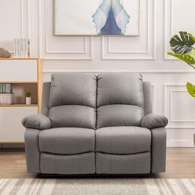 Comfy Living Ltd Luxury Fabric 2 Seater Reclining Sofa in Grey