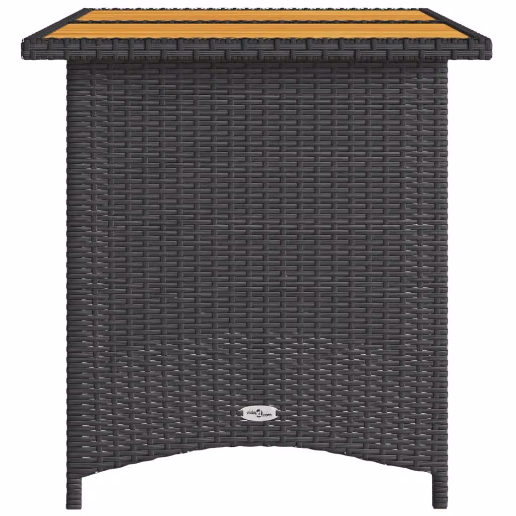 Berkfield Home Modern Garden Table with Black Poly Rattan and Acacia Wood Top, W/D/H: 110 x 68 x 70 cm – 3