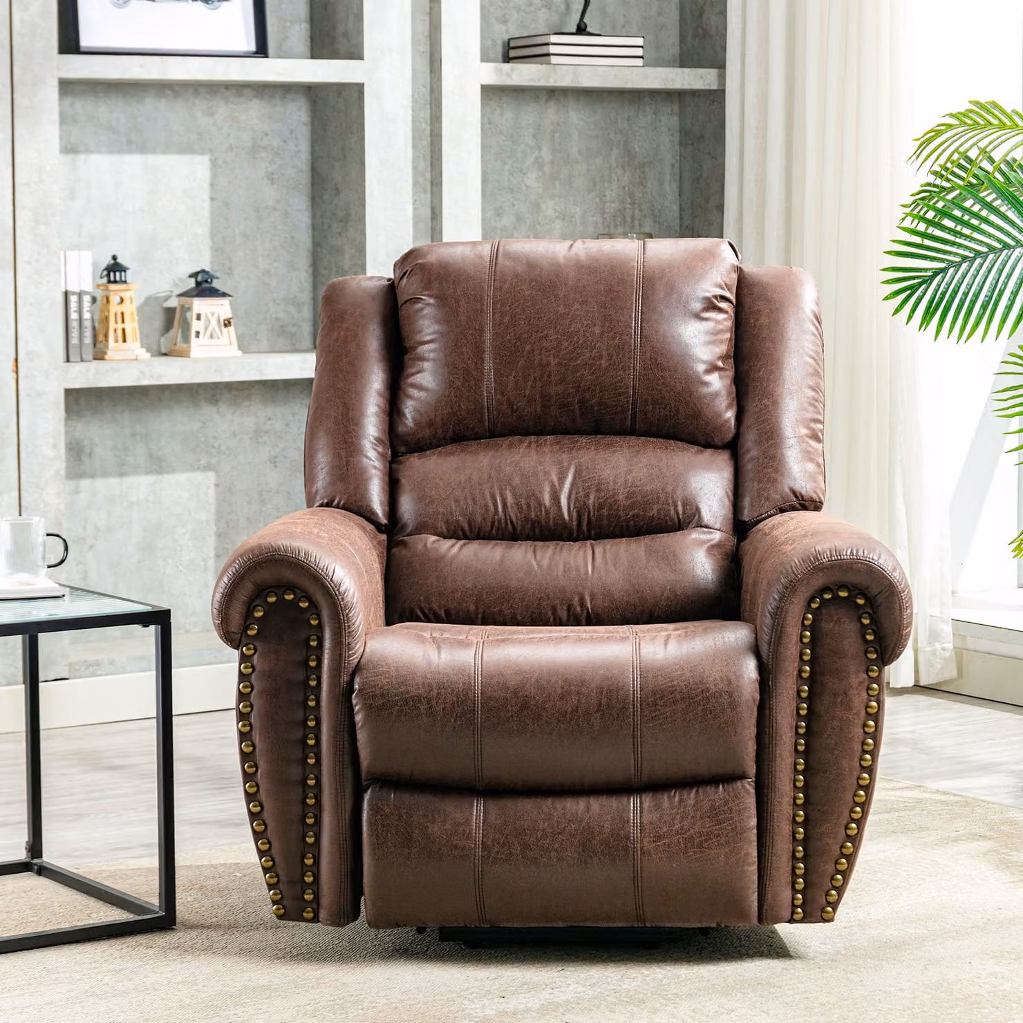 Aosom UK Large Power Lift Recliner Chair with Heating Massage Points and USB Port, Brown, W/D/H: 106 x 104 x 102 cm – 8