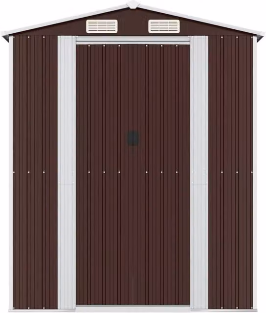 Berkfield Home Garden Shed in Dark Brown Galvanised Steel, W/D/H: 192 x 191 x 223 cm