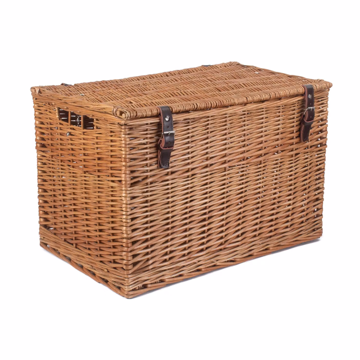 Red Hamper Double Steamed Wicker Picnic Basket in Brown and Red, W/D/H: 61 x 40 x 40 cm – 2