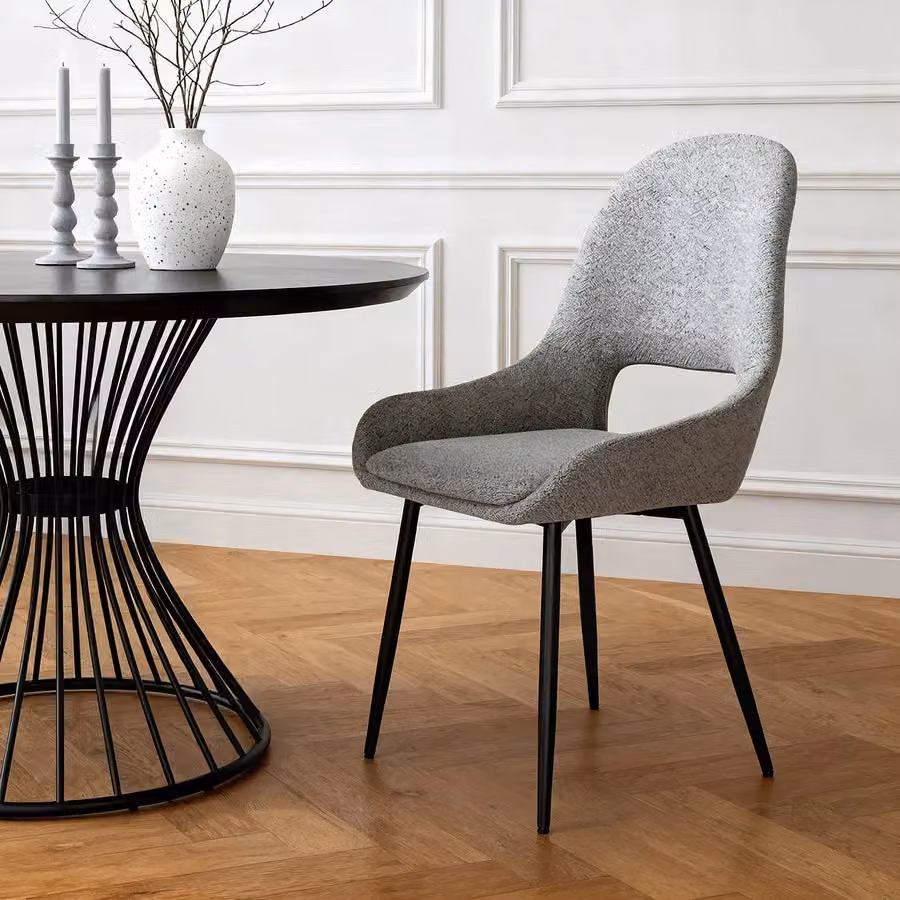 Home Garden Direct Pebble Set of 2 Modern Bouclé Upholstered Dining Chairs in Light Grey – 2