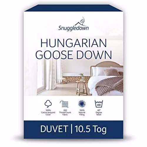 Snuggledown Retreat Hungarian Goose Down All-Year Round 10.5 Tog Duvet in White, W/D/H: 260 x 220 cm