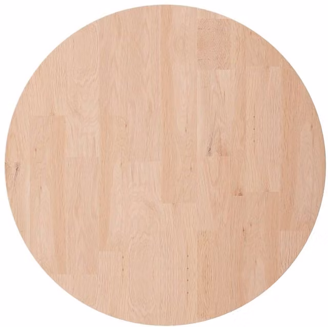 Berkfield Home Round Solid Oak Table Top in Light Tan, Diameter: 50 cm, Thickness: 4 cm