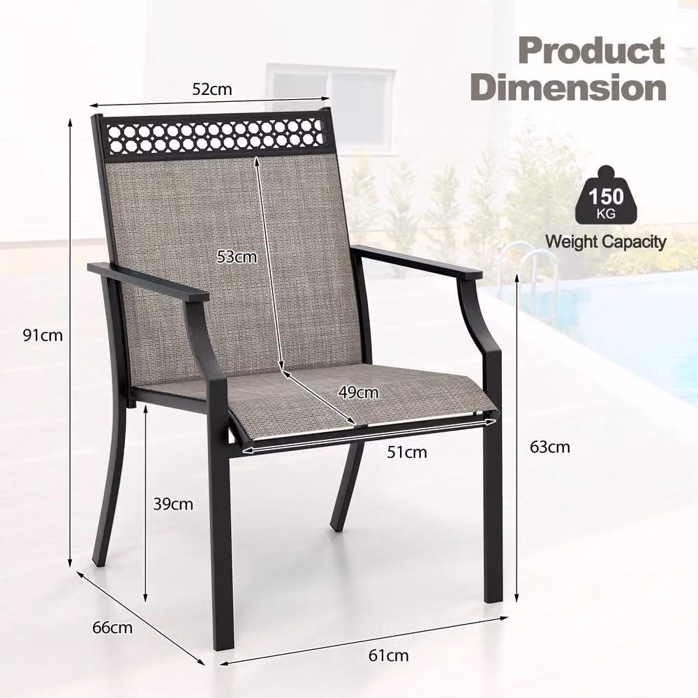 Costway Set of 2 Brown Metal Outdoor Patio Dining Chairs – 2