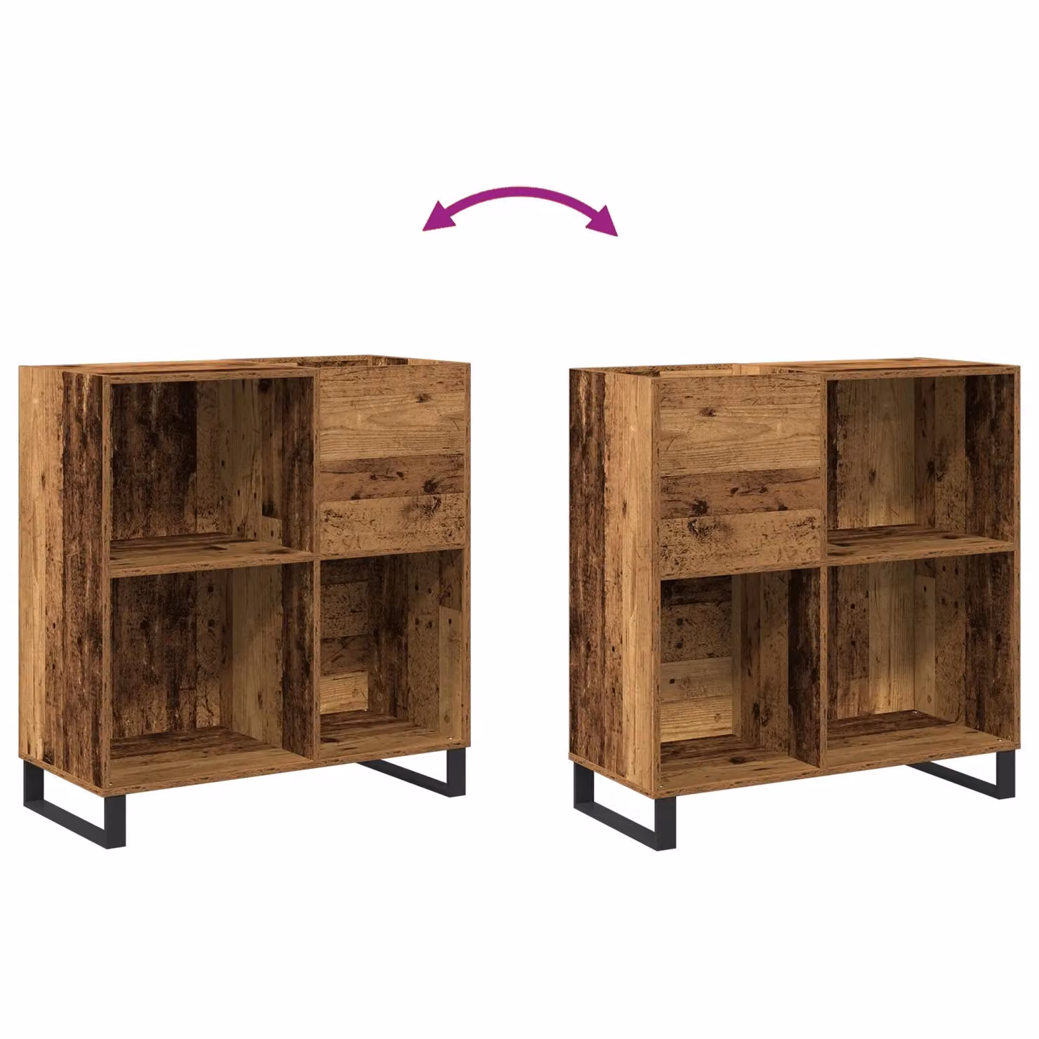 Berkfield Home Artisan Oak Record Cabinet in Brown, W/D/H: 84.5 x 38 x 89 cm – 5