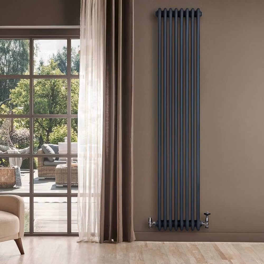 Monstershop Traditional 4 Column Steel Radiator in Anthracite Grey, H 180 cm x W 38 cm x D 3.8 cm – 4