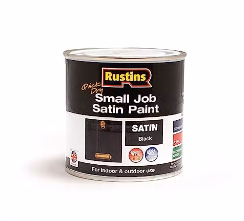 Rustins Quick Dry Water Based Satin Wood Paint, Black, 250ml