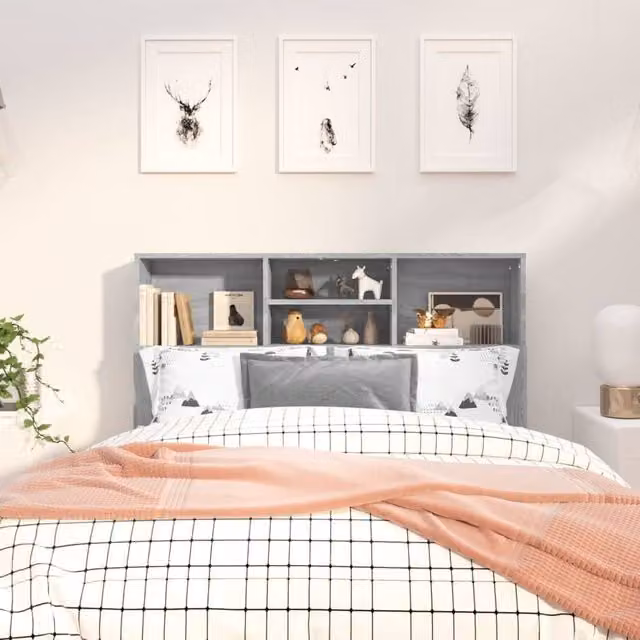 Berkfield Home Grey Sonoma Headboard Cabinet W: 120 cm, D: 19 cm, H: 103.5 cm – 1