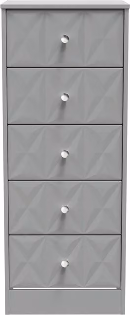 Ready Assembled 2 U Memphis 5 Drawer Tall Bedside Chest in Grey