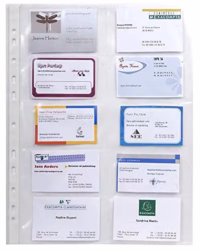 Exacompta Transparent Polypropylene A4 Punched Pockets for Business Cards – 1