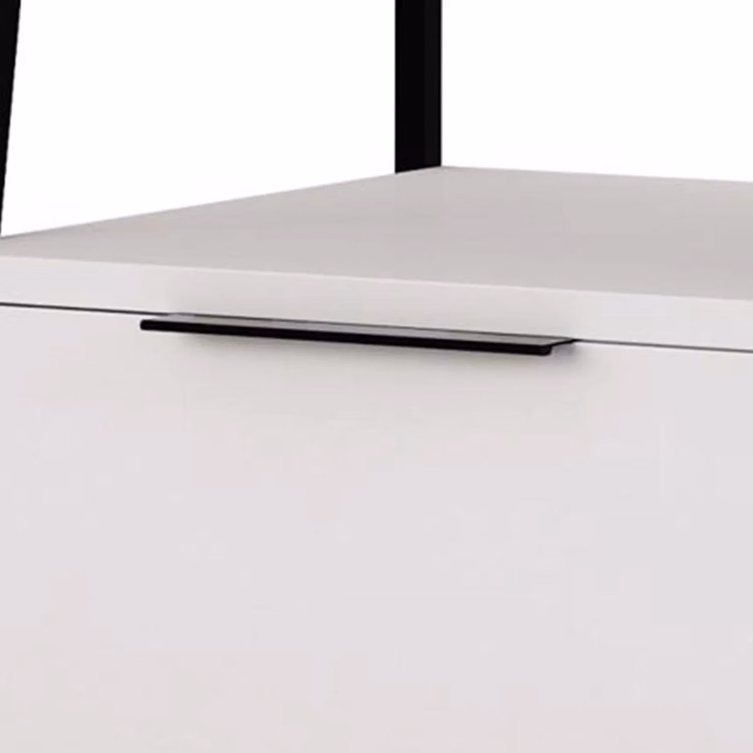 FWStyle Modern Matt White Large Bedside Table with Black Metal Frame, W: 45 cm, D: 41 cm, H: 50 cm – 2