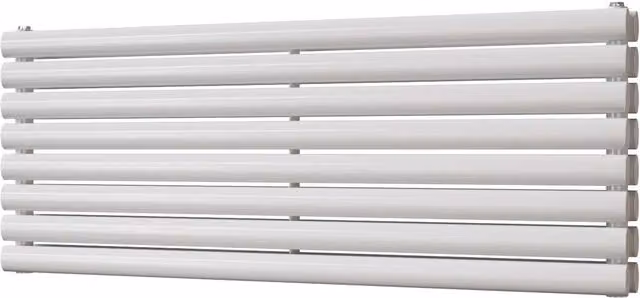 UK Radiators Omeara Axis White Elliptical Tube Horizontal Designer Double Panel Radiator W: 120 cm, H: 46.4 cm – 1
