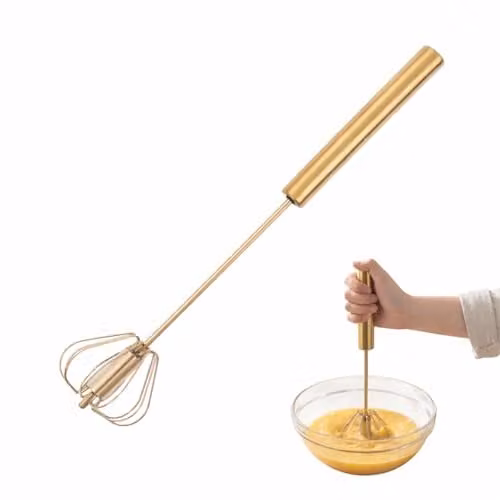 Orsina Stainless Steel Press and Spin Whisk in Gold and Silver, 30 cm – 1
