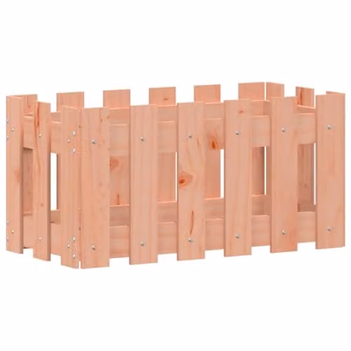 vidaXL Brown Douglas Fir Solid Wood Garden Planter with Fence Design W: 60 cm, D: 30 cm, H: 30 cm