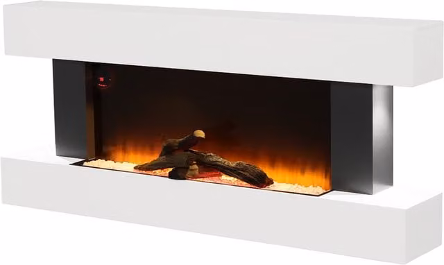Lifeideas Wall-Mounted H-Frame Electric Fireplace in White