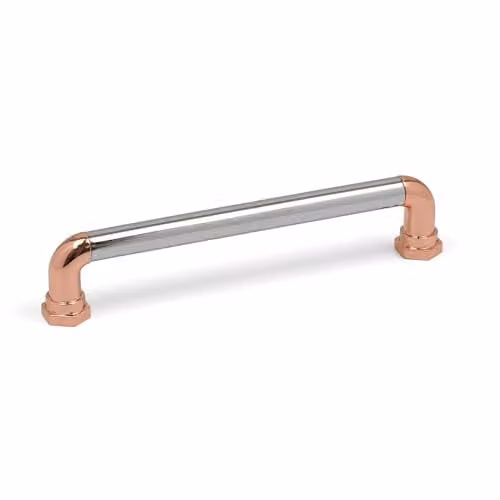 Handle & Home Shell Cabinet Handle in Copper and Chrome, 160mm