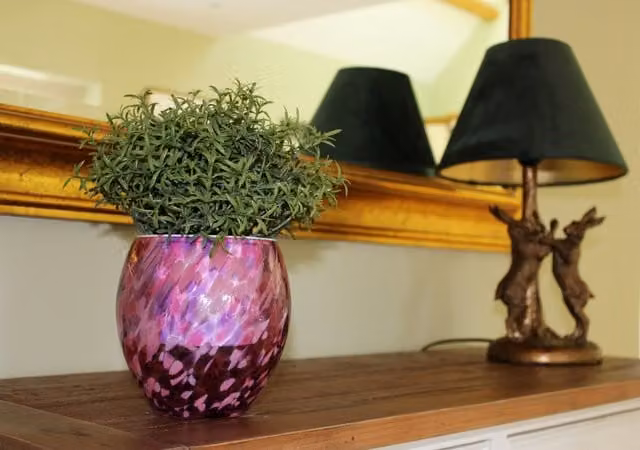 Sienna Glass Abstract Self Watering Tabletop Plant Pot in Pink and Purple