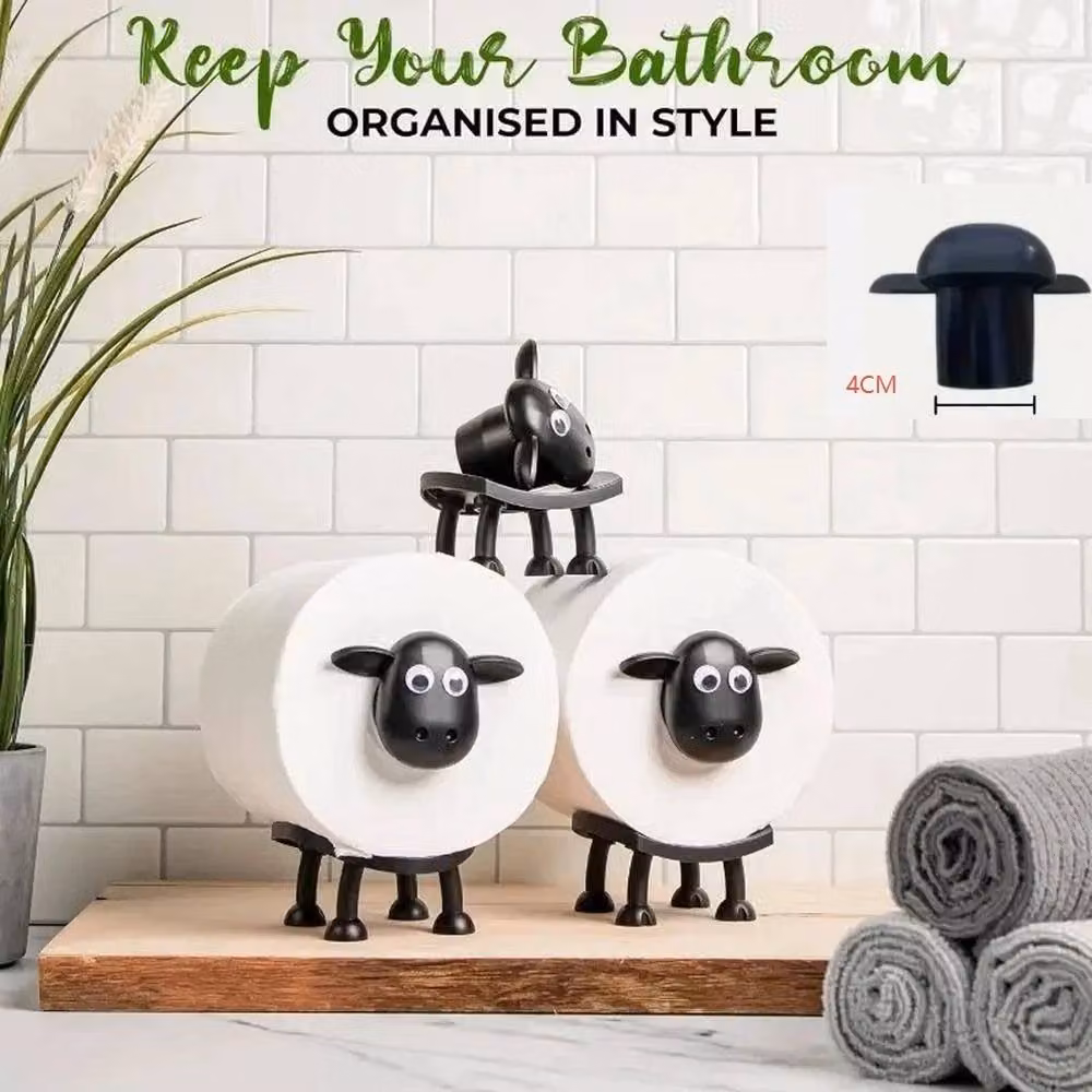 PAWNORA Funny Sheep Toilet Paper Holder in Black – 4