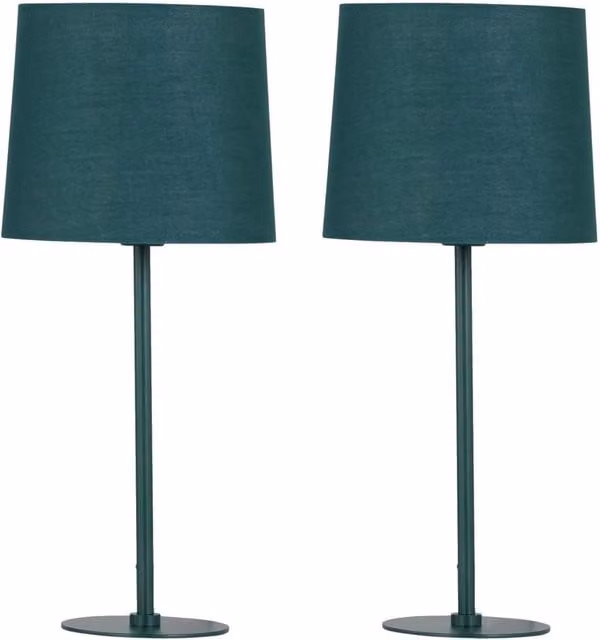 First Choice Lighting Set of 2 Green Fabric Table Lamps, H 40 cm x W 18 cm x D 18 cm – 1