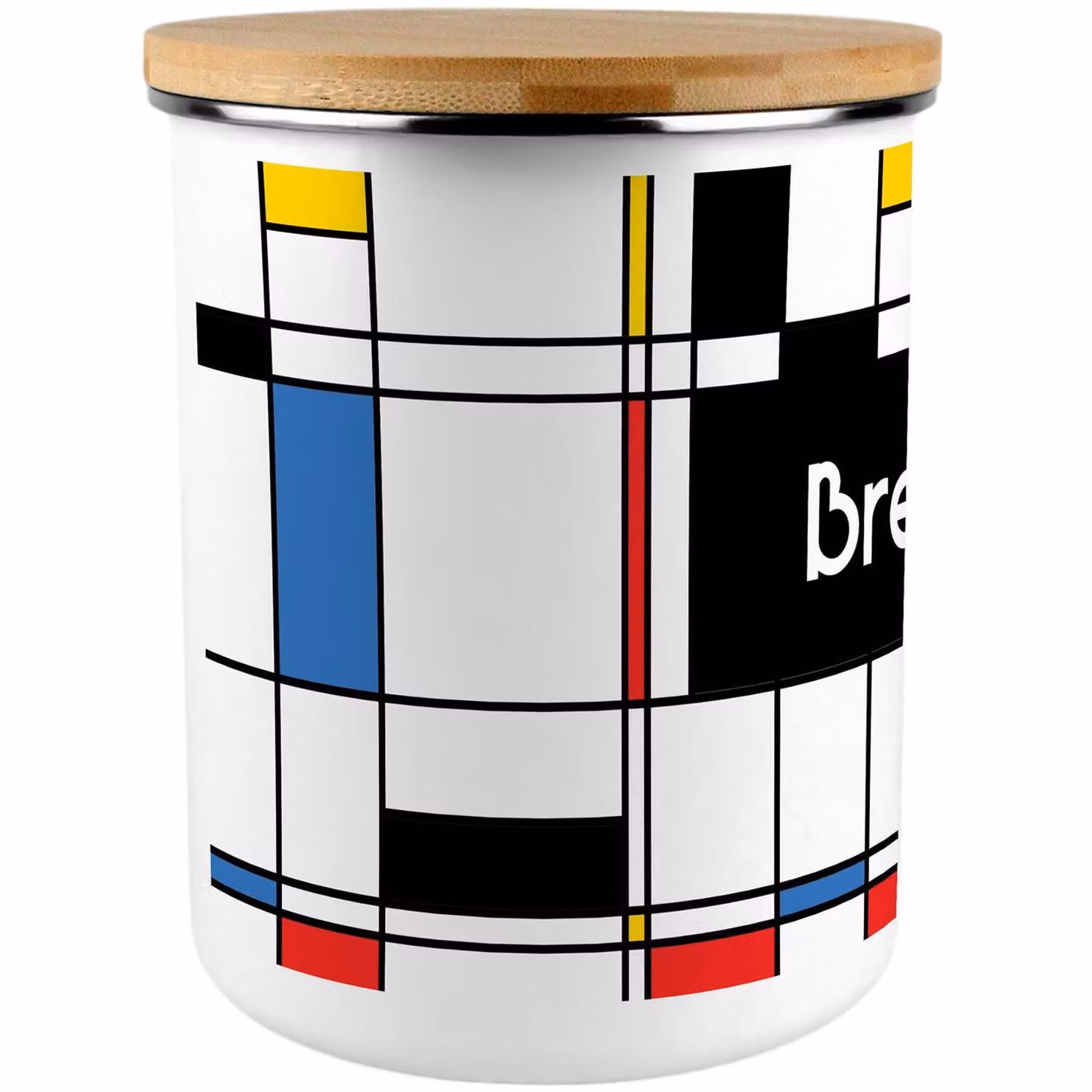 Purely Home Retro Art Deco Bread Flour Canister, 2.7 l, Multicolour Enamel and Bamboo Kitchen Storage Tin – 5