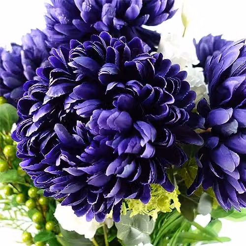 Leaf Design Purple Chrysanthemum Artificial Textile Flowers, Pack of 6, Height: 75 cm – 3