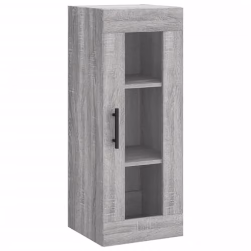 vidaXL Wall Mounted Cabinet in Grey with Glass Doors, W/D/H: 34.5 x 34 x 90 cm