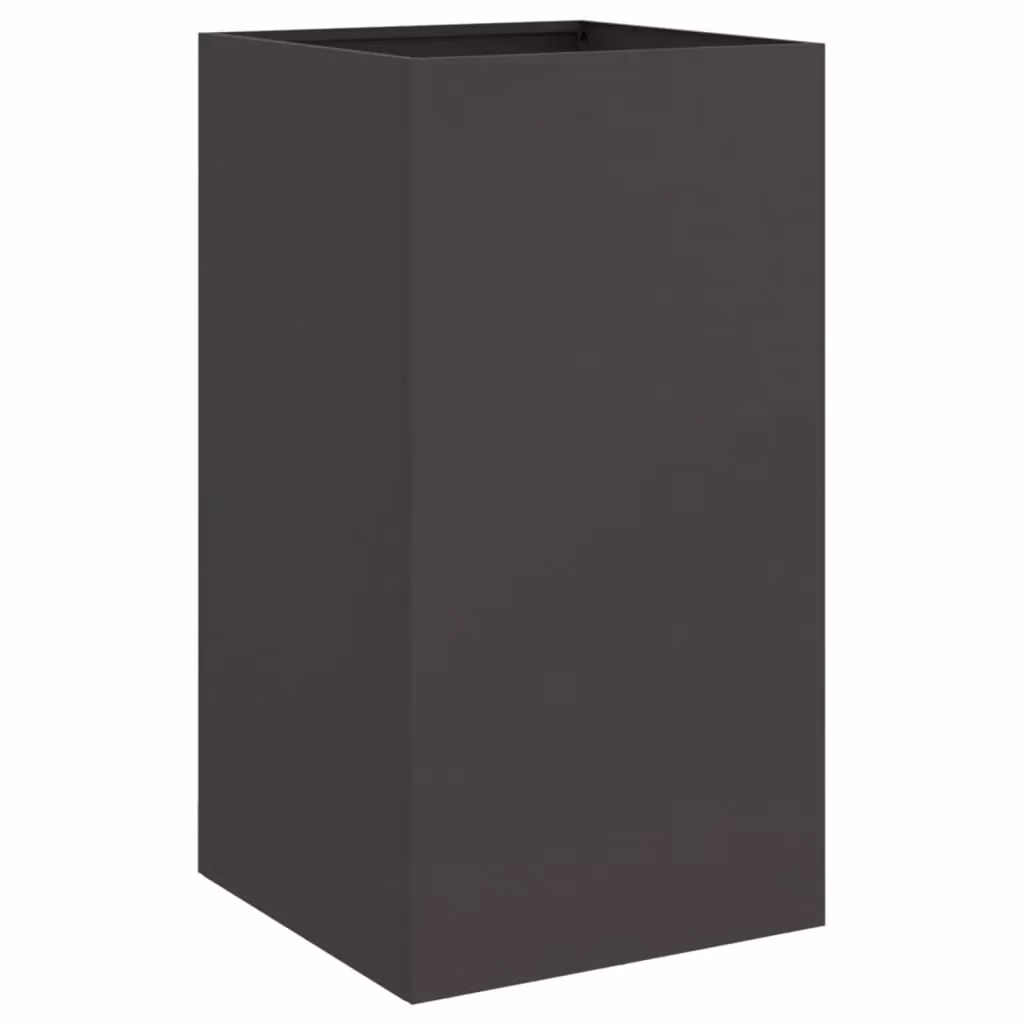 Berkfield Home Black Steel Planter W: 42 cm, D: 38 cm, H: 75 cm – 2