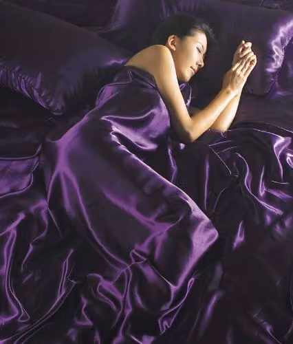 Intimates Super King 6 Piece Satin Bedding Set in Purple, including Duvet Cover, Flat Sheet and Pillowcases