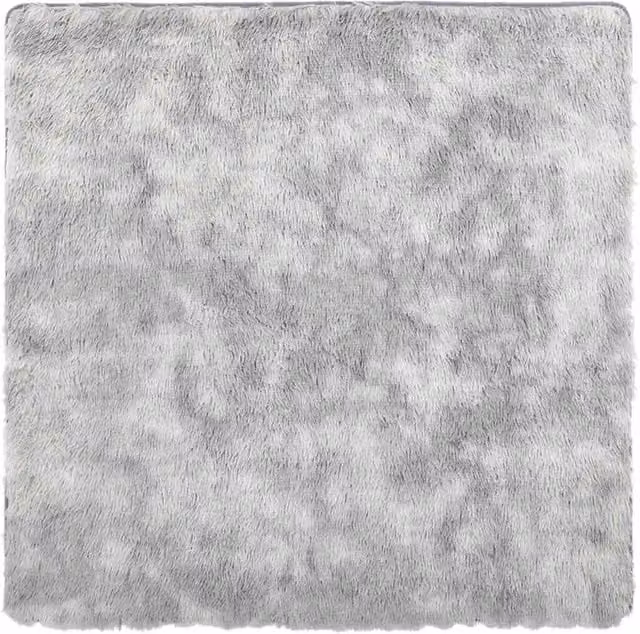 Berkfield Home NAVARRA Shaggy High Pile Square Rug in Silver Grey, W/D: 120 x 120 cm