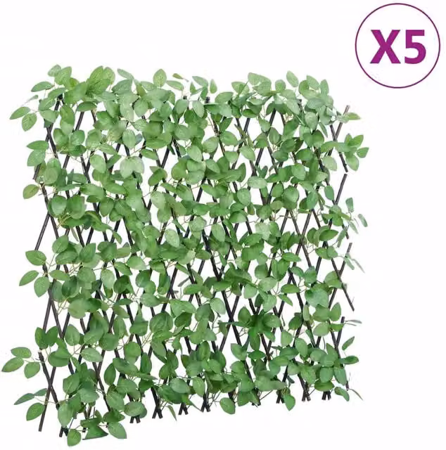 Berkfield Home Artificial Ivy Trellis Expandable 5 Piece Green Wall-Mounted Hedge W/H: 180 x 65 cm