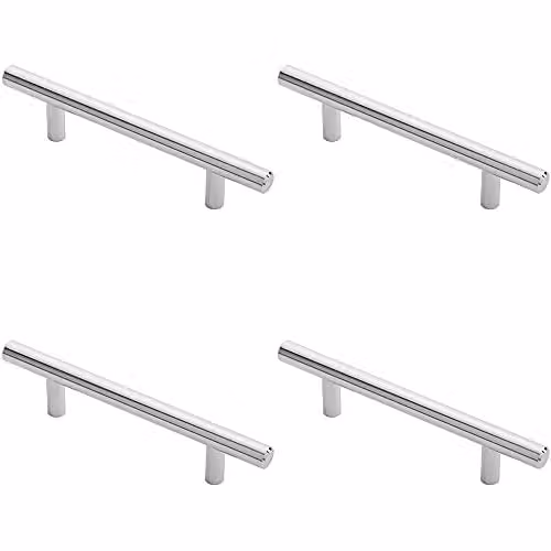Loops 4 Pack Round T-Bar Cabinet Pull Handles in Chrome, 156 x 12 mm with 96 mm Fixing Centres