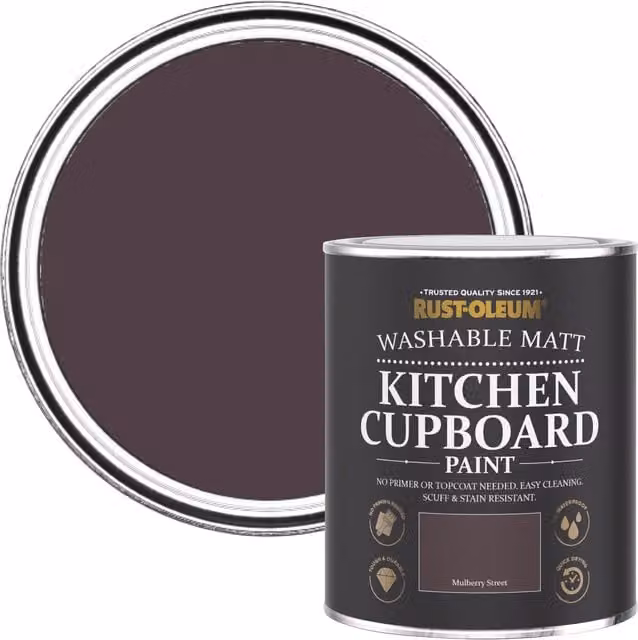 Rust-Oleum Matt Kitchen Cupboard Paint in Dark Purple, 750ml – 1