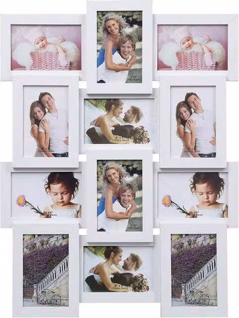 Arpan Multi Aperture Wooden Photo Frame Collage, White, Wall-Mounted, Holds 12 x 10x15 cm Photos – 2