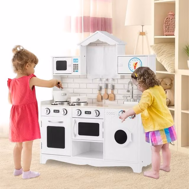 Costway Pretend Kitchen Toy in White