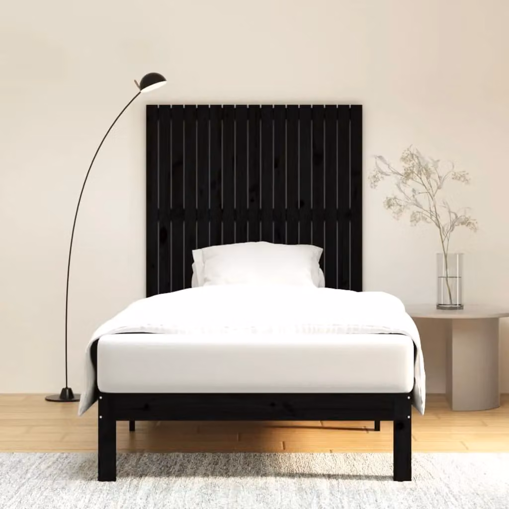 Berkfield Home Black Rustic Solid Pine Wall Mounted Headboard W/D/H: 108 x 3 x 110 cm – 3