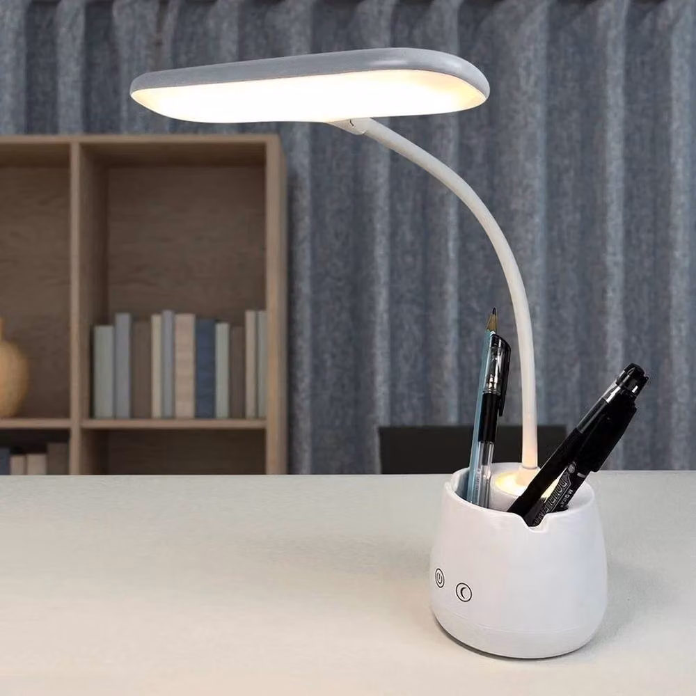 EONLION LED Desk Lamp with Pen and Phone Holder in White – 5