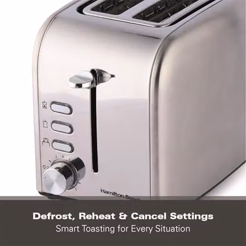Hamilton Beach Rise 2 Slice Stainless Steel Toaster, 850W, Silver – 3