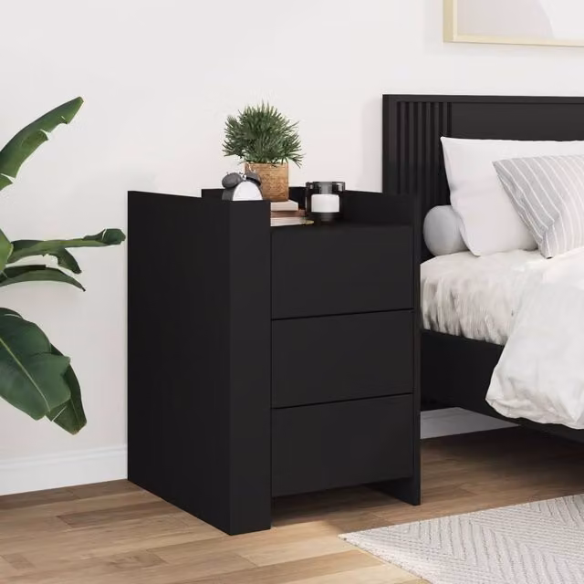 Berkfield Home Decorative Black Bedside Cabinet, W/D/H: 45 x 50 x 65 cm